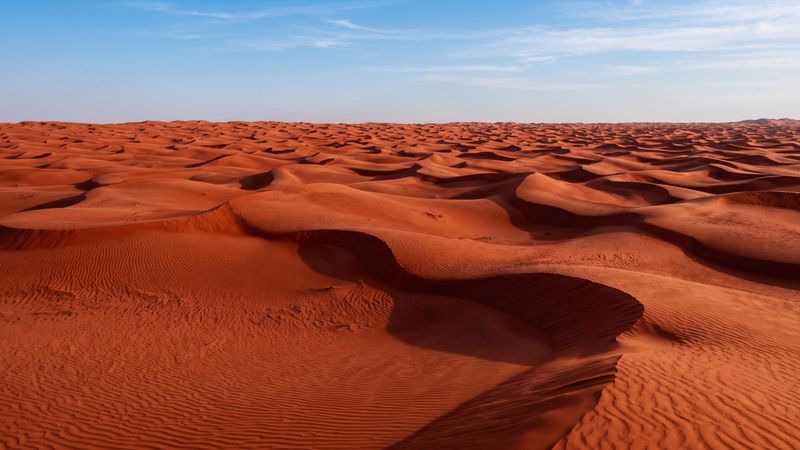 The red dunes of the Rub' al Khali (Empty Quarter) near Liwa, Abu Dhabi, the world's largest continuous sand sea