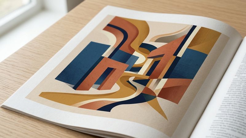 Abstract geometric composition in warm earth tones suggesting Latin American cultural dialogue