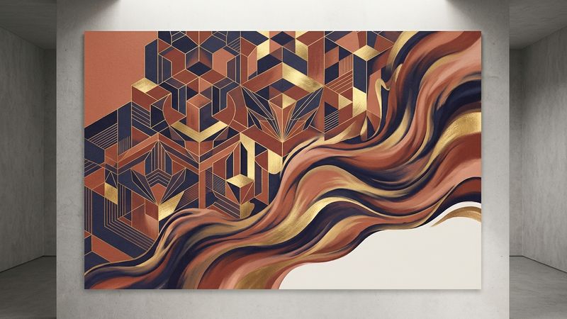 Abstract contemporary composition evoking Islamic geometric patterns and transatlantic cultural exchange