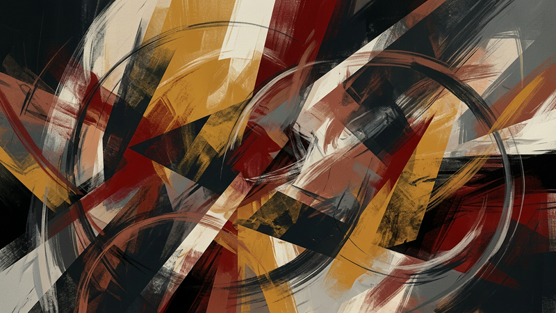 Abstract expressionist study of dynamic brushwork and layered pigment
