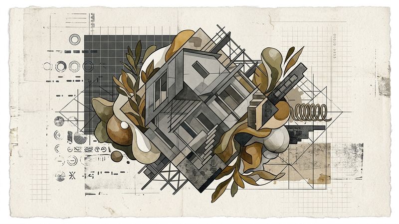 Abstract editorial illustration evoking institutional critique and conceptual art practice