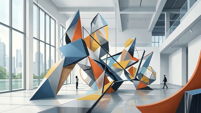 Contemporary art installation view at New Museum New York with abstract sculptural elements