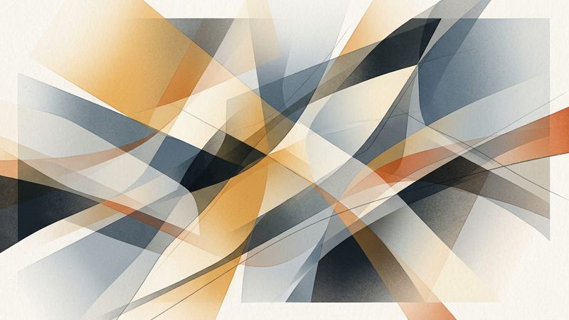 Abstract composition of interlocking geometric shapes in muted earth tones representing collaborative learning