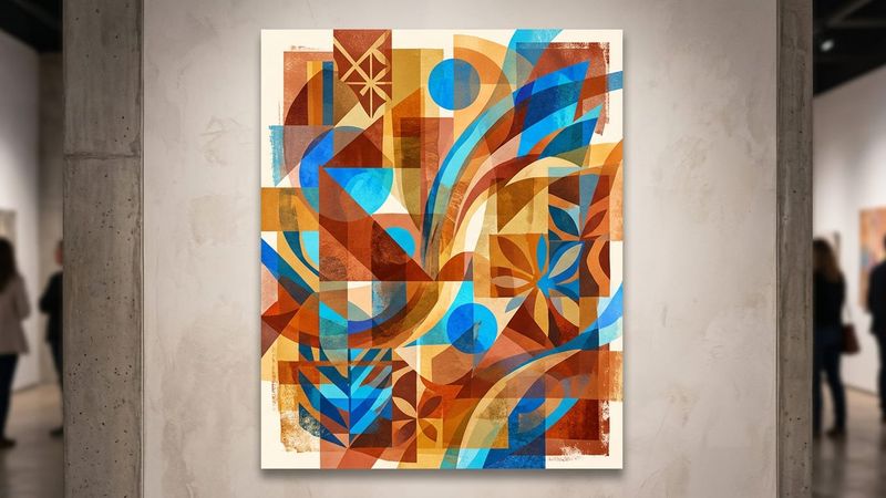 Abstract geometric composition in vibrant Latin American colours suggesting artistic opportunity and cultural connection